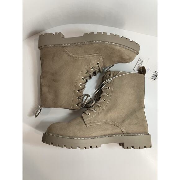 H&M Faux Suede Lace Up Women’s Combat Style Boots Size 9.5 - Picture 6 of 15